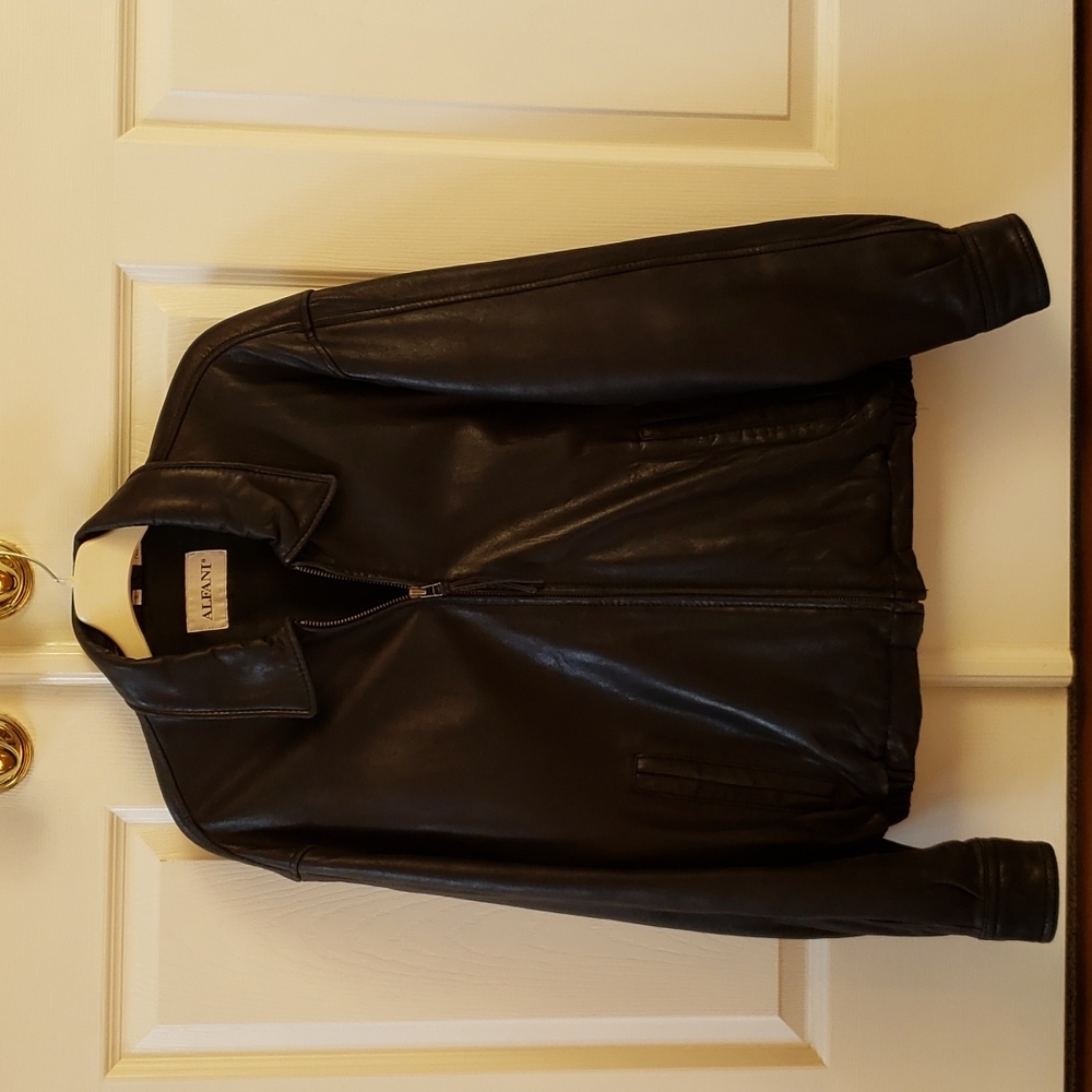 Alfani black leather jacket men's S